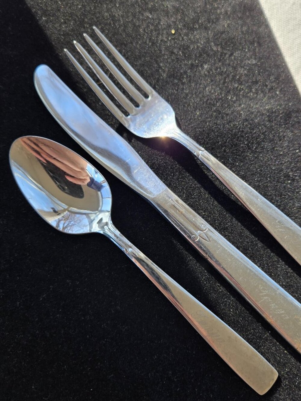 Vintage Oneida baby/child silverware fork, knife, and spoon stainless steel set